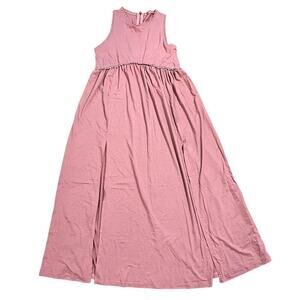 Women’s Muave Maxi Dress Size Medium High Neck Slits Babydoll Lightweight Boho